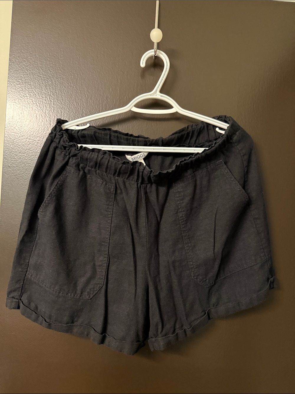 Briggs New York Black Elastic-Waist Linen-Blend Women's Shorts
